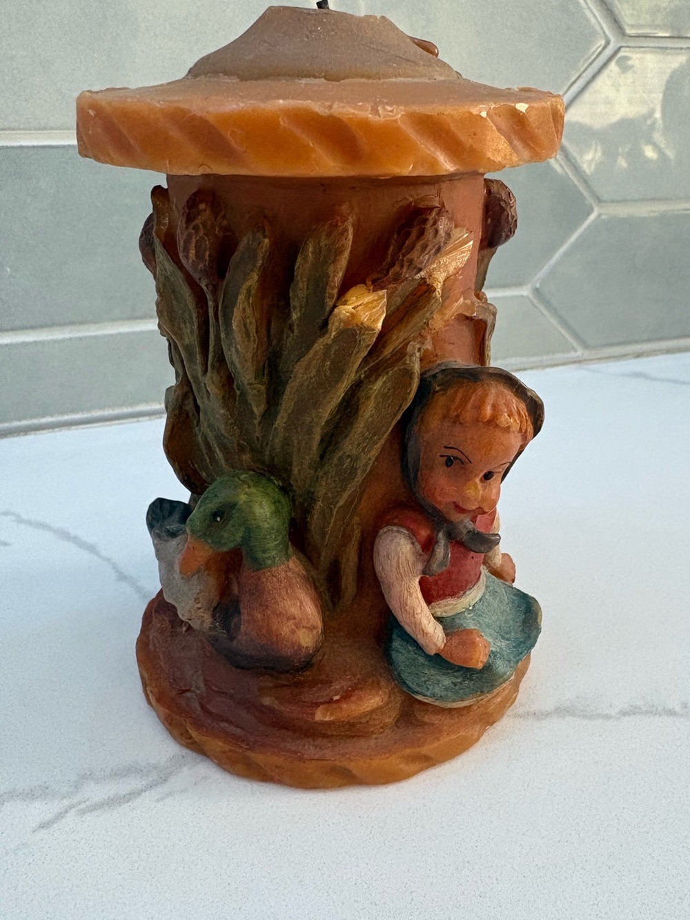 Gunter Kerzen Heidelberg Vintage German Eternal Candle Hand Carved, Hand Painted